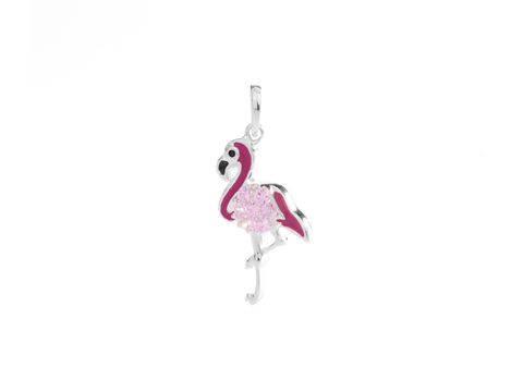 Flamingo Ohrhänger - Zirkonia 304080 - Glanz rosa - Silber - rhodiniert pink