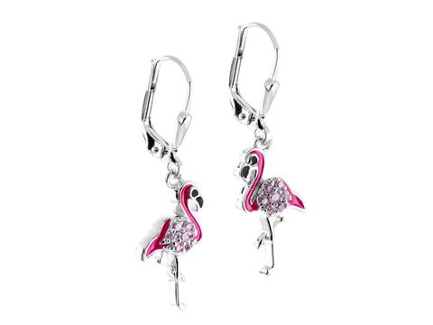 Flamingo Ohrhänger - - pink - Silber Glanz Zirkonia 304080 rosa - rhodiniert