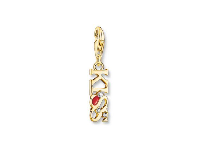 Thomas Sabo 2067-565-10 Charm-Anhänger - Kiss - Silber Gelbgold verg. & Emaille & Zirkonia - Rot