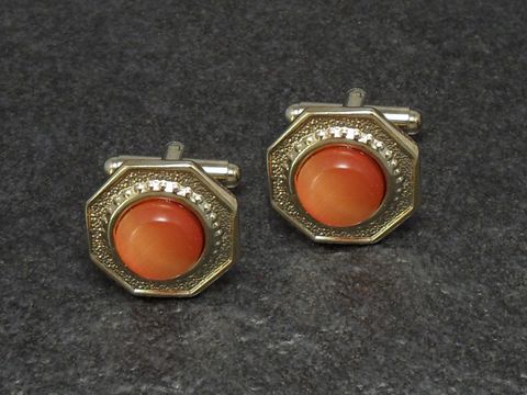 Manschettenknöpfe - ORANGE - DESIGN - 18,2 mm - goldfarben