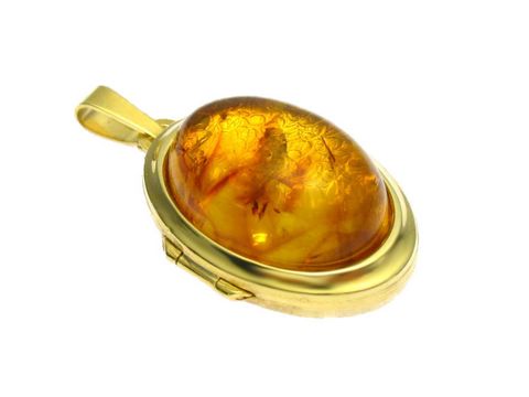 Bernstein Medaillon - Cabochon - Gold 585