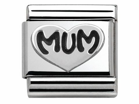 Nomination 330101 12 Classic OXIDIERTE SYMBOLE Edelstahl + 925er Silber - Herz MUM