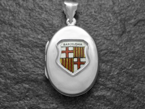 Barcelona Stadtwappen - Spanien Wappen - Silber Medaillon