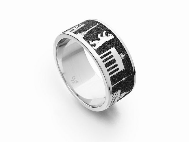 DUR Lavasand Ring Nachtring Berlin - R4779.54 - Sterling Silber - Gr. 54