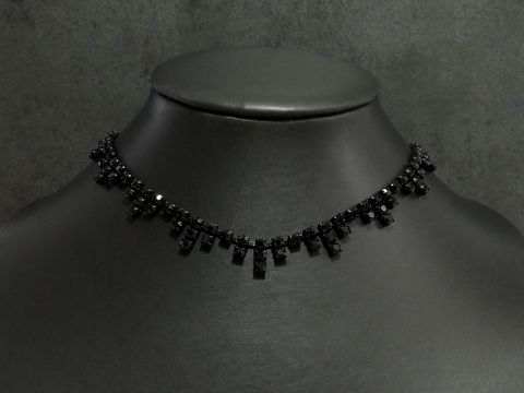 Strass Kette - edel - SCHWARZ - 45 cm - schwarz