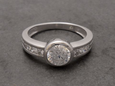 Design Ring elegant - Sterling Silber rhod. Zirkonia - Größe 56