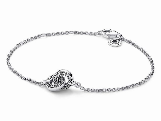 Pandora 592742C01-16 Verschlungenes Pavé-Gliederarmband - Sterling Silber - Zirkonia - 16 cm