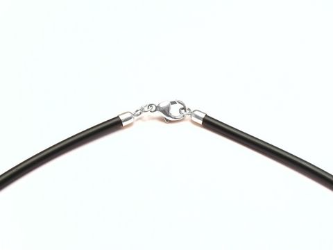 Kautschukband 24 cm - Naturkautschuk - 2mm - Silber Karabiner