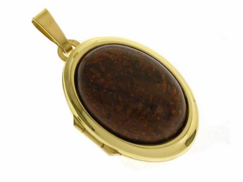 Chrysanthemenstein Medaillon Cabochon - Gold 585