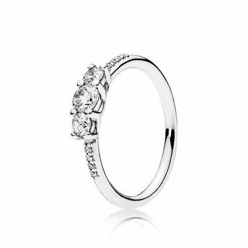 Pandora 196242CZ-48 drei klare Steine Ring - Gr. 48 - Sterling Silber