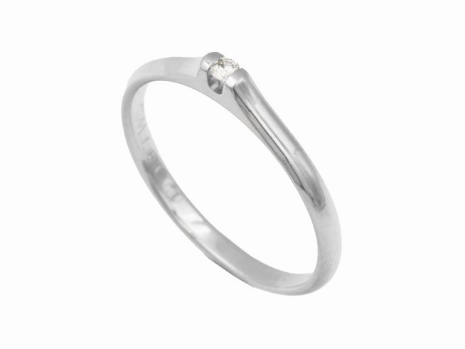 Platin Ring - klassisch - Platin 960 - Brillant 0,03 ct tw-if Lupenrein - Gr. 55