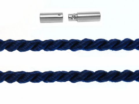 Kordel gedreht 17 cm - BLAU - 3 mm - Silber Bajonett