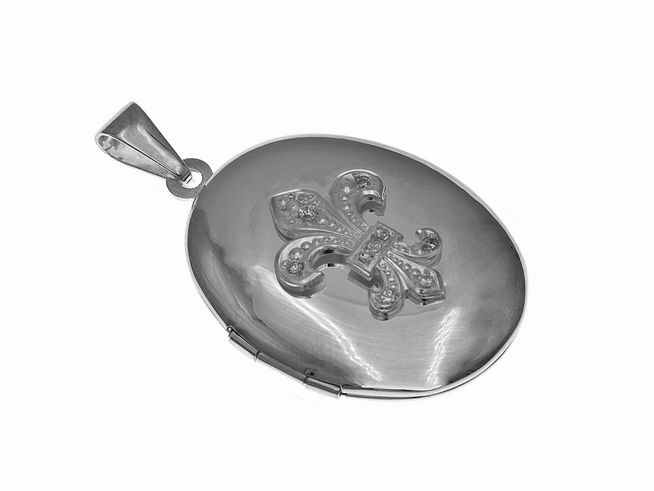 Medaillon Bourbonische Lilie - Zirkonia Sterling Silber