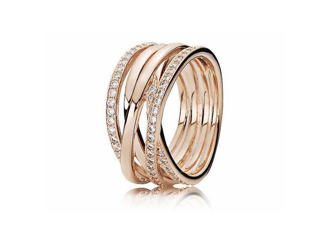 Pandora 180919CZ-64 - Funkelnde und Polierte Linien Ring - Roségold Vergoldung - Zirkonia - Gr. 64