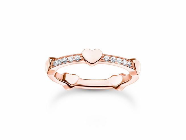 Thomas Sabo Ring TR2391-416-14-58 Herzen Sterling Silber - vergoldet Roségold - Zirkonia - Gr. 58