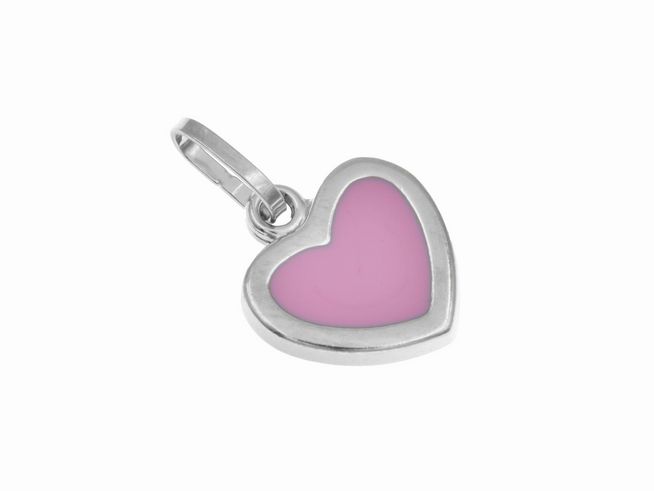 Anhänger Herz Rosa Lack - Sterling Silber - rhodiniert