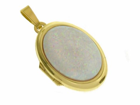 Syn. Opal weiß Medaillon - Cabochon - Gold 585