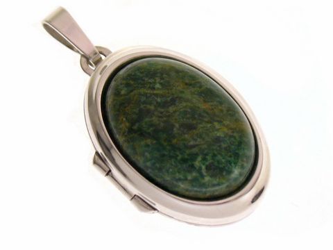 Afrika Jade Medaillon - Cabochon - Sterling Silber rho.