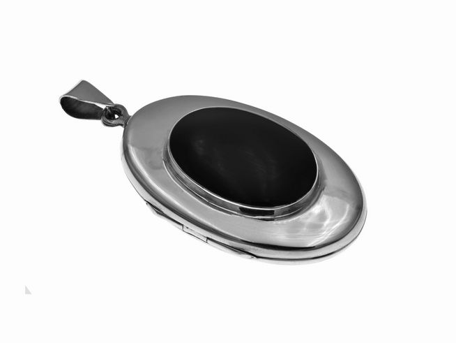 Medaillon Onyx oval poliert - Sterling Silber