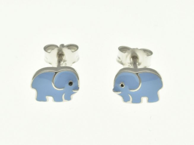 Elefant Ohrstecker - Sterling Silber rhodiniert - Lack