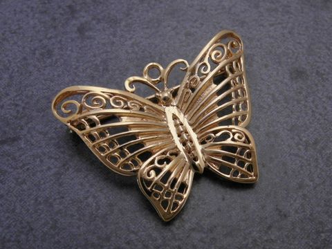 Gold Brosche - tierisch - Gold 333 - Schmetterling - Anstecknadel