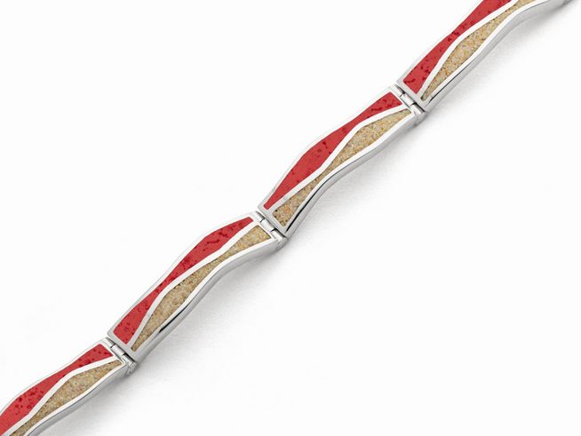 DUR Schmuck A1745 - Sterling Silber Armband Welle - Strandsand + Koralle - 18,5 cm