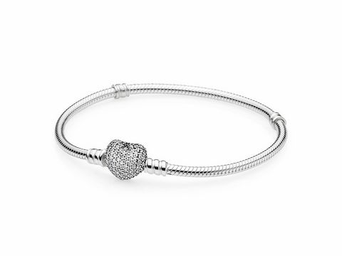 PANDORA 590727CZ-23 cm - Armband mit Pavé-Herz-Verschluss - Silber - Zirkonia