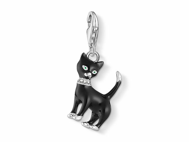 Thomas Sabo 1725-041-11 - Charm-Anhänger Schwarze Katze - Sterling Silber - Kaltemail + Zirkonia