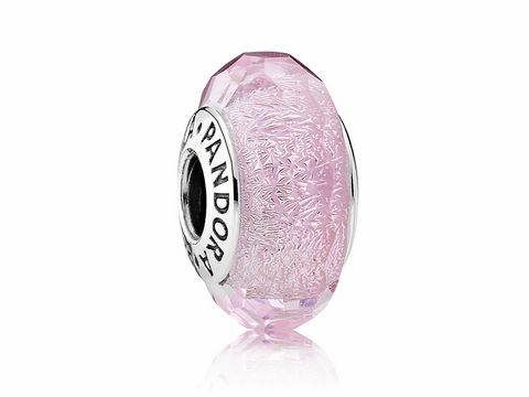 PANDORA 791650 - Schillernd-Rosa Facetten - Silber charm - Muranoglas