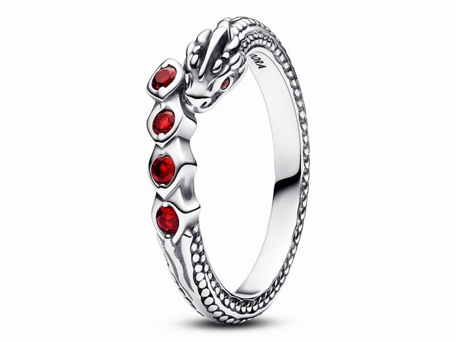 Pandora 192968C01-52 - Game of Thrones Drachen Funkelring - Sterling Silber - Kristall Rot - Gr. 52