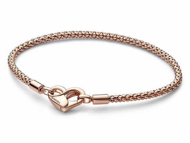 Pandora 582731C00-23 Nieten-Armband - Herzverschluss - Roségold Vergoldung - 23 cm