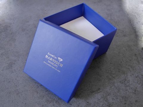 hohe Geschenkschachtel - Viereckig blau - weiß - 85 x 85 x 60 mm