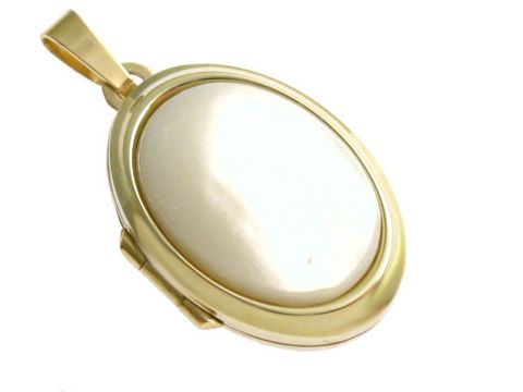 Perlmutt Cabochon - Gold 333 Medaillon