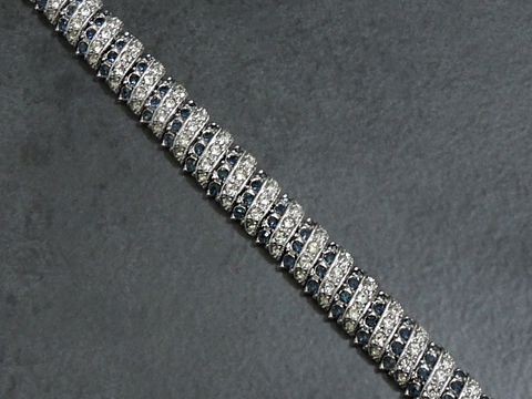 Strass Armband - pompös - BLAU - 17,5 cm - silberfarben