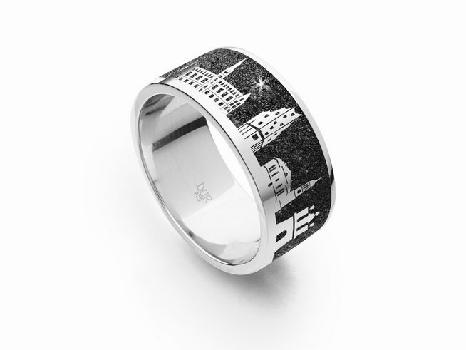 DUR Lavasand Ring Nachtring Hamburg - R4820.58 - Sterling Silber - Gr. 58