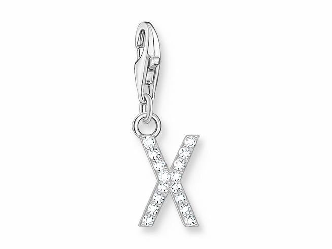 Thomas Sabo 1961-051-14 Charm-Anhänger - funkelnder Buchstabe X - Silber & Zirkonia - Weiß