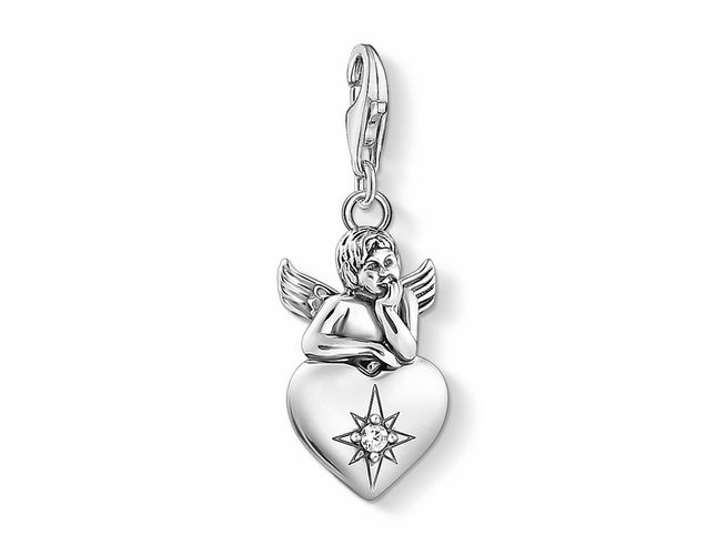 Thomas Sabo 1735-643-14 - Charm-Anhänger Schutzengel Herz - Sterling Silber - geschwärzt + Zirkonia