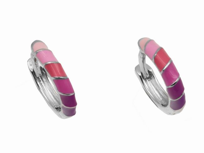 Creolen Pink - 1,1 cm - 925 Sterling Silber - poliert - rhodiniert