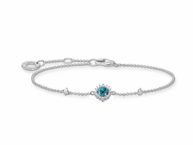 Thomas Sabo Armband - A2023-405-17-L19V - Sterling Silber + imit. Türkis + Zirkonia 16 - 19 cm