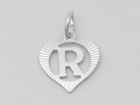 Herz Buchstabe R - Silber Anhänger - 925 Silber rho. - diamantiert