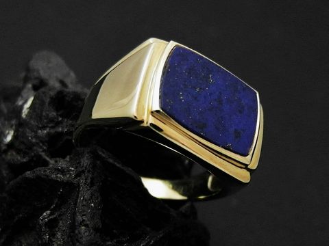 Gold Ring - Viereckig - Goldring - imposant - Lapis - Gr. 61