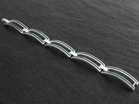 Silberarmband zeitlos 18,5cm Design - Grüner Achat Lack