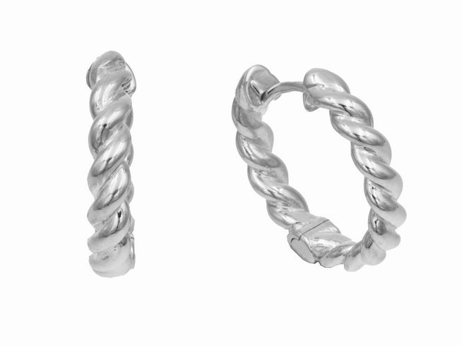 Creolen gedrehte Kordel - 1,9 cm Sterling Silber poliert rhodiniert