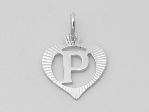 Herz Buchstabe P - Silber Anhänger - 925 Silber - diamantiert