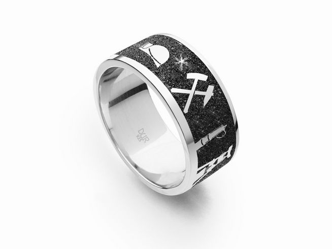 DUR Lavasand Ring Nachtring Ruhrpott - R4785.58 - Sterling Silber - Gr.58