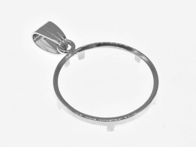 Münzfassung Anhänger - schlicht - 23 mm max. Münzen Durchmesser - 925 Sterling Silber rhodiniert