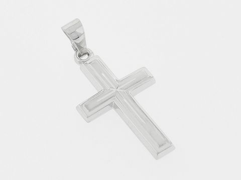 Kreuz Silber Anhänger - religiös - teilmattiert - rhod. - diamantiert