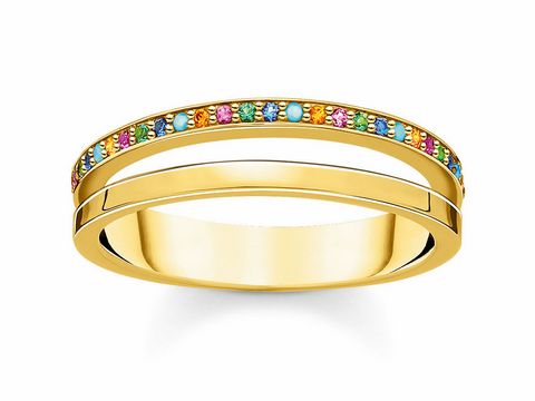 Thomas Sabo - TR2316-488-7-50 - Ring Gr. 50 - Silber - Gelbgold - glass-ceramic stone - synthetic corundum - Zirkonia - Bunt