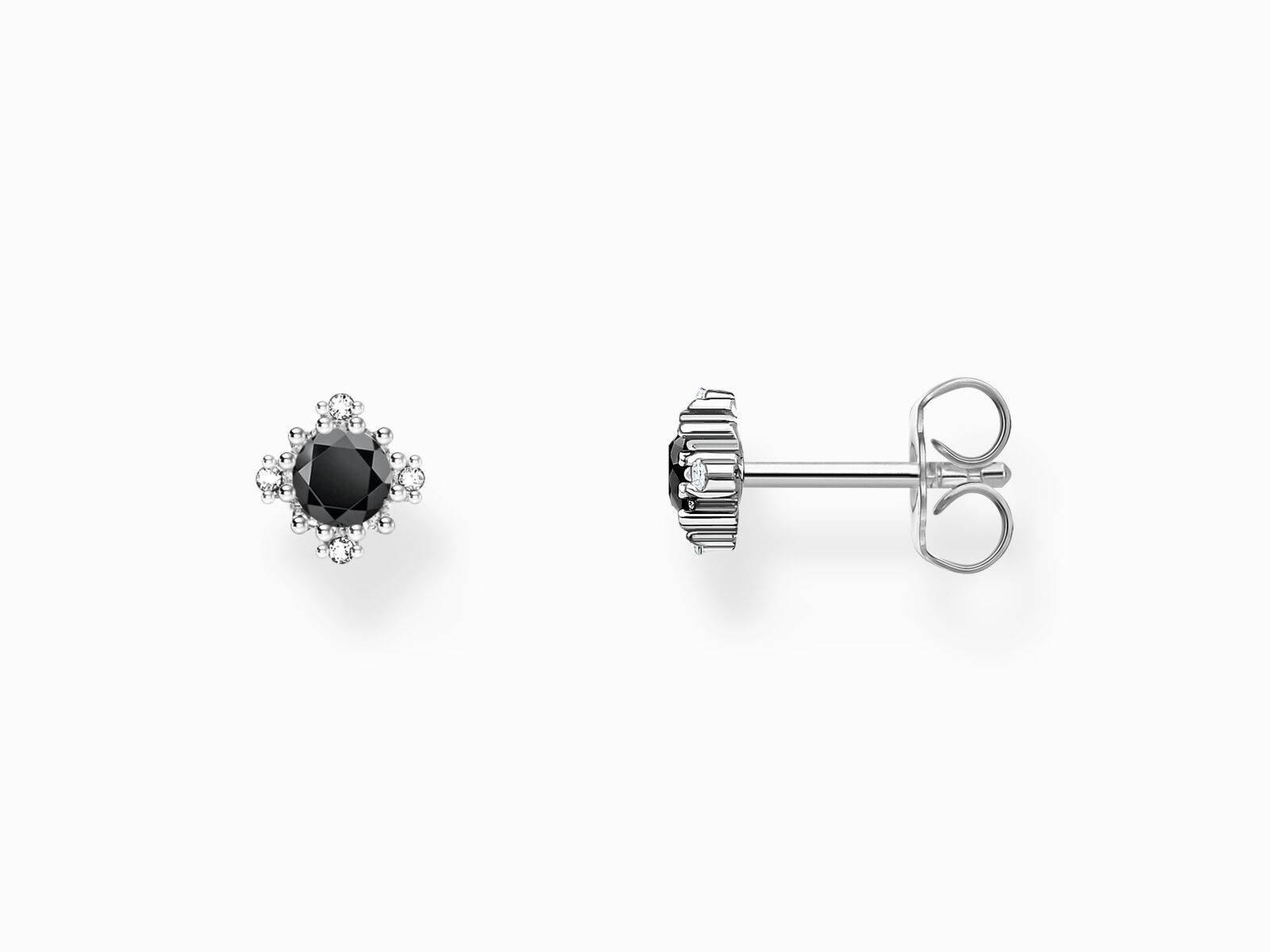 Schwarze Ohrstecker aus Silber mit Zirkonia von Thomas Sabo, H2311-643-11, in klassischem Design, ideal für elegante Anlässe, Neuheit aus der True Romance Kollektion.