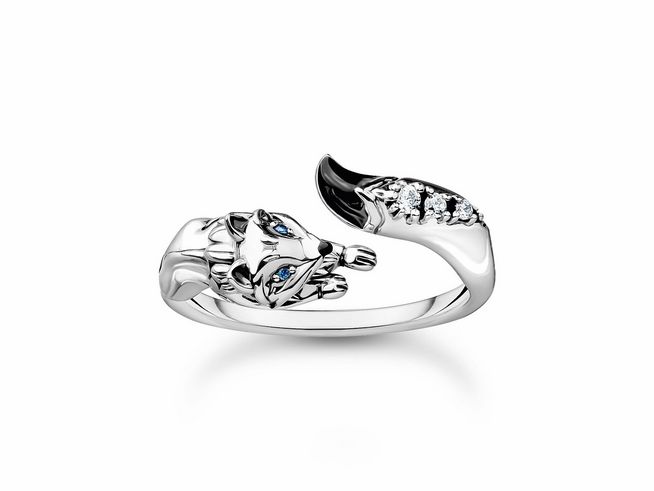 Thomas Sabo TR2417-691-7-56 - Ring - Sterling Silber - geschwärzt + Kaltemail + Zirkonia - Polarfuchs - Gr. 56